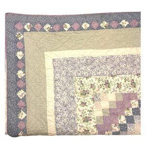 Patchwork Quilt Bedspread Lavender Periwinkle White Cottagecore California King